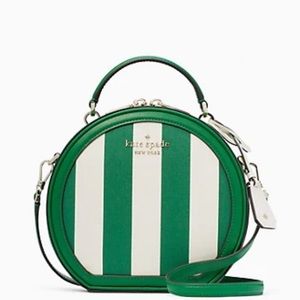 KATE SPADE BEIGE TRAVELER CANTEEN STRIPED GREEN MULTI SATCHEL CROSSBODY NWT